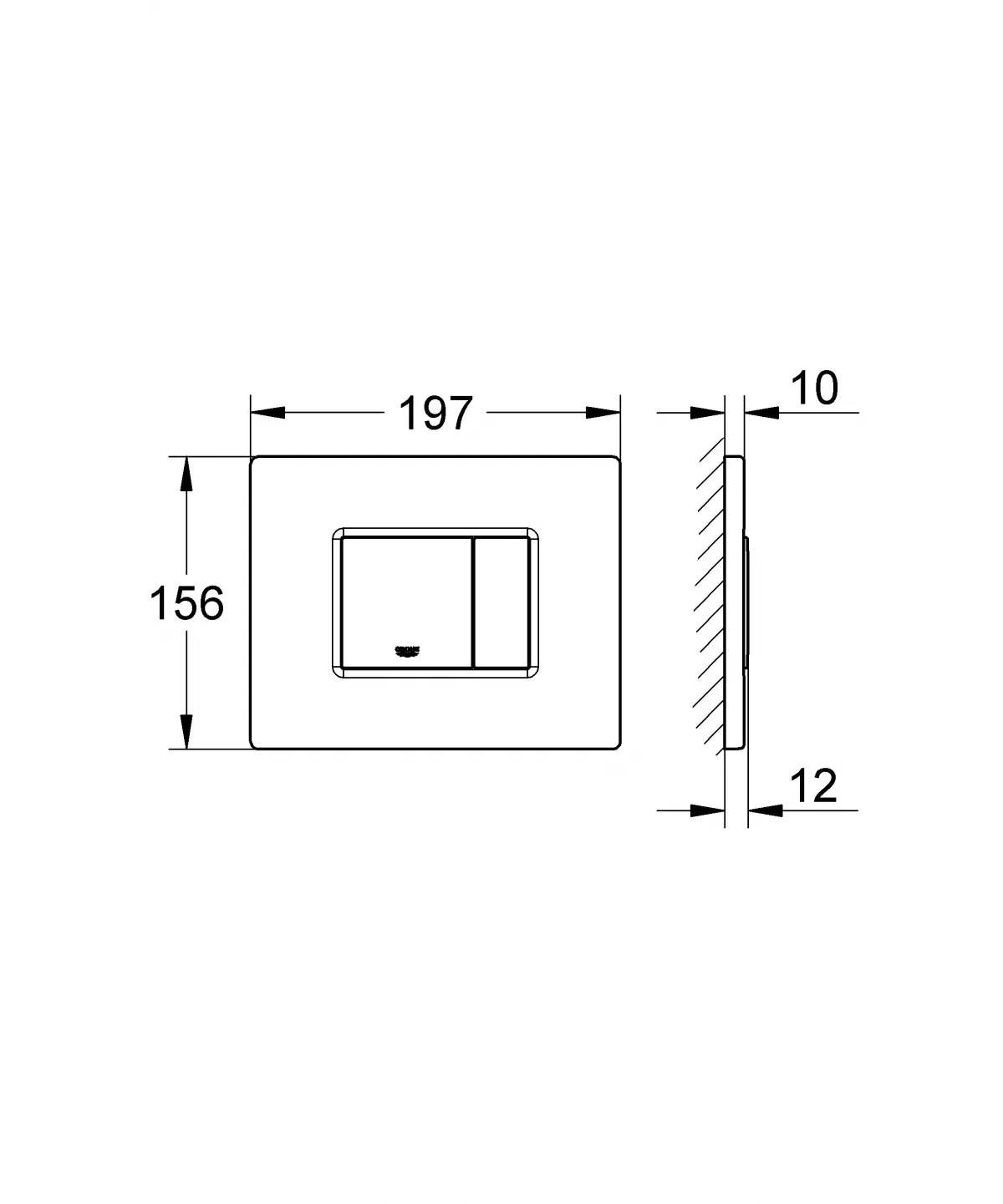 Placa de actionare WC Grohe 38732SH0, Skate Cosmopolitan, dubla spalare, reversibila, 156 x 197 mm, alb