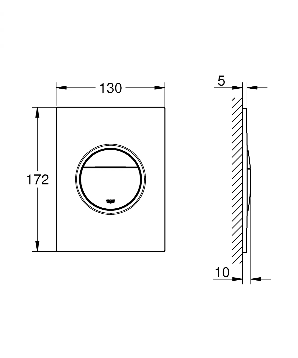 Clapeta WC Grohe 37601A00, Nova Cosmopolitan, S, dubla, 130 x 172 mm, verticala, plastic, lucios, grafit