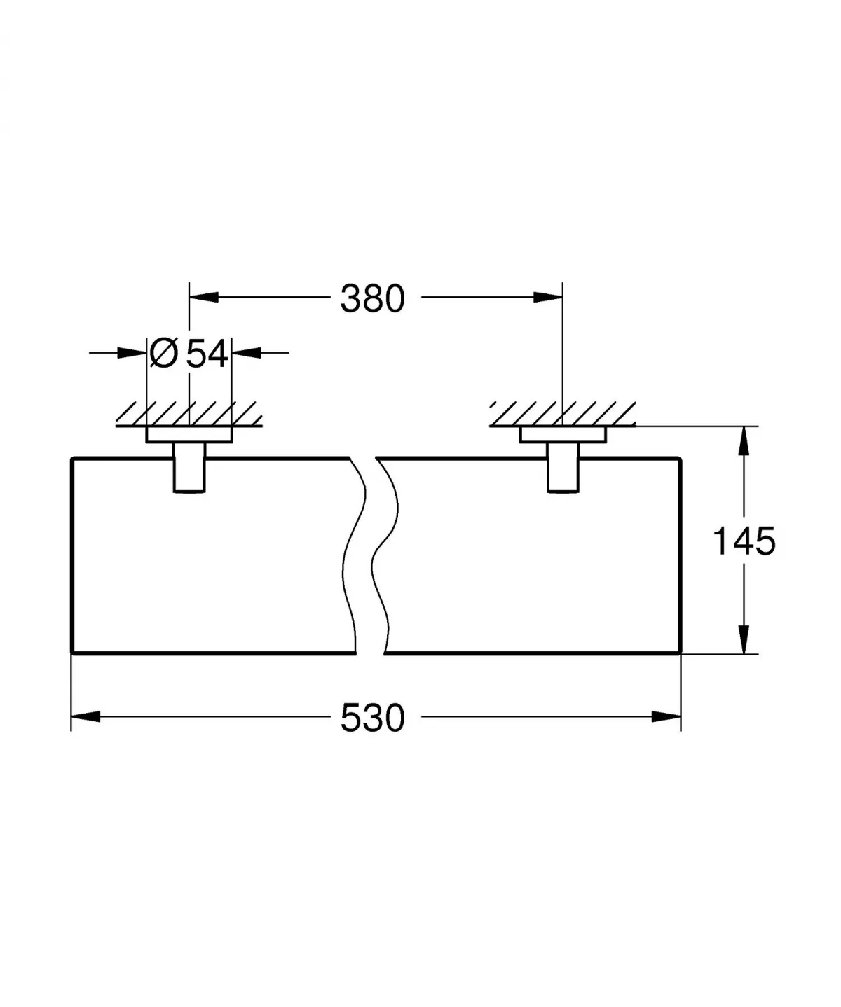 Raft Grohe 41202DC0, Start, pe perete, 530 x 145 mm, sticla, mat, otel satinat