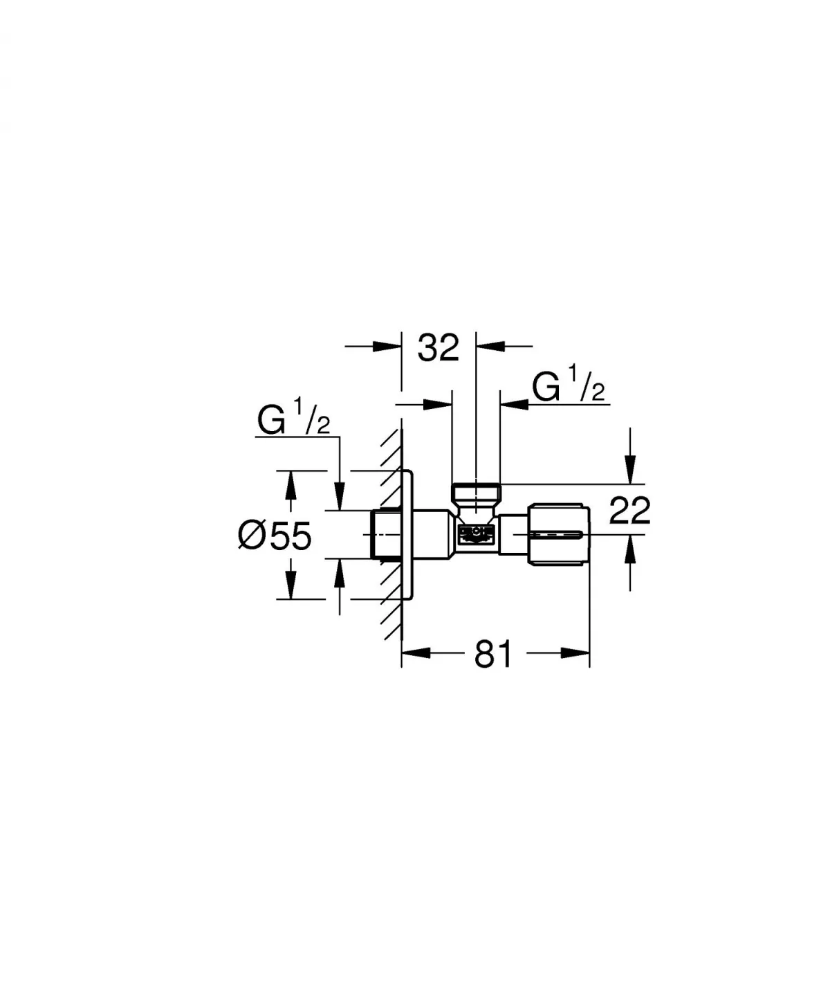 Robinet coltar Grohe 22041A00, 1/2'' x 1/2'', neutru, lucios, grafit