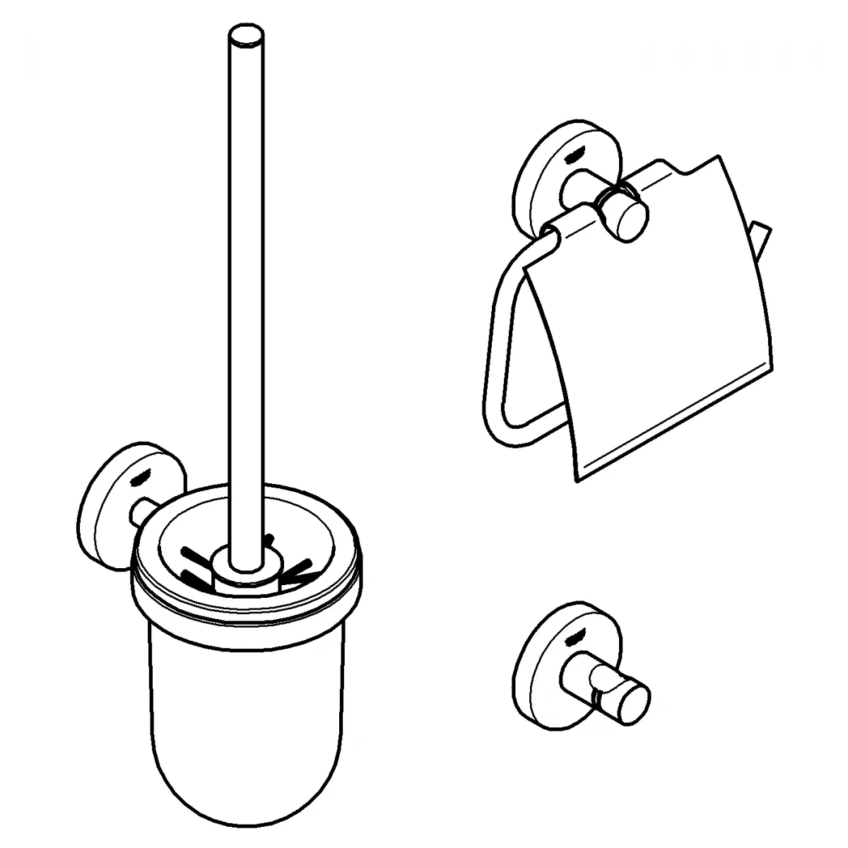 Set accesorii baie Grohe 40407DC1, Essentials City, 3 piese, fixare ascunsa, otel satinat