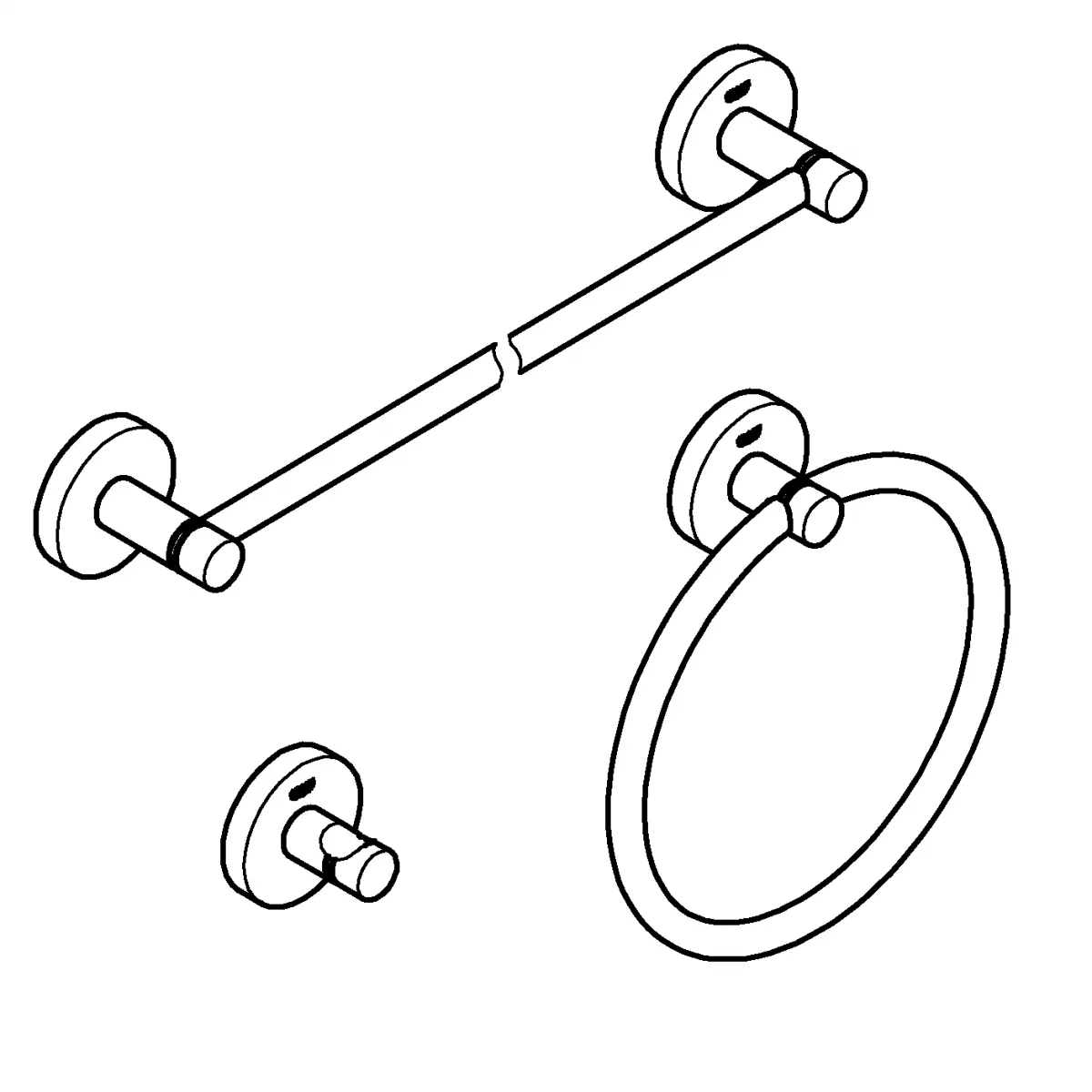 Set accesorii baie Grohe 40821EN1, Essentials City, 3 piese, fixare ascunsa, mat, nichel