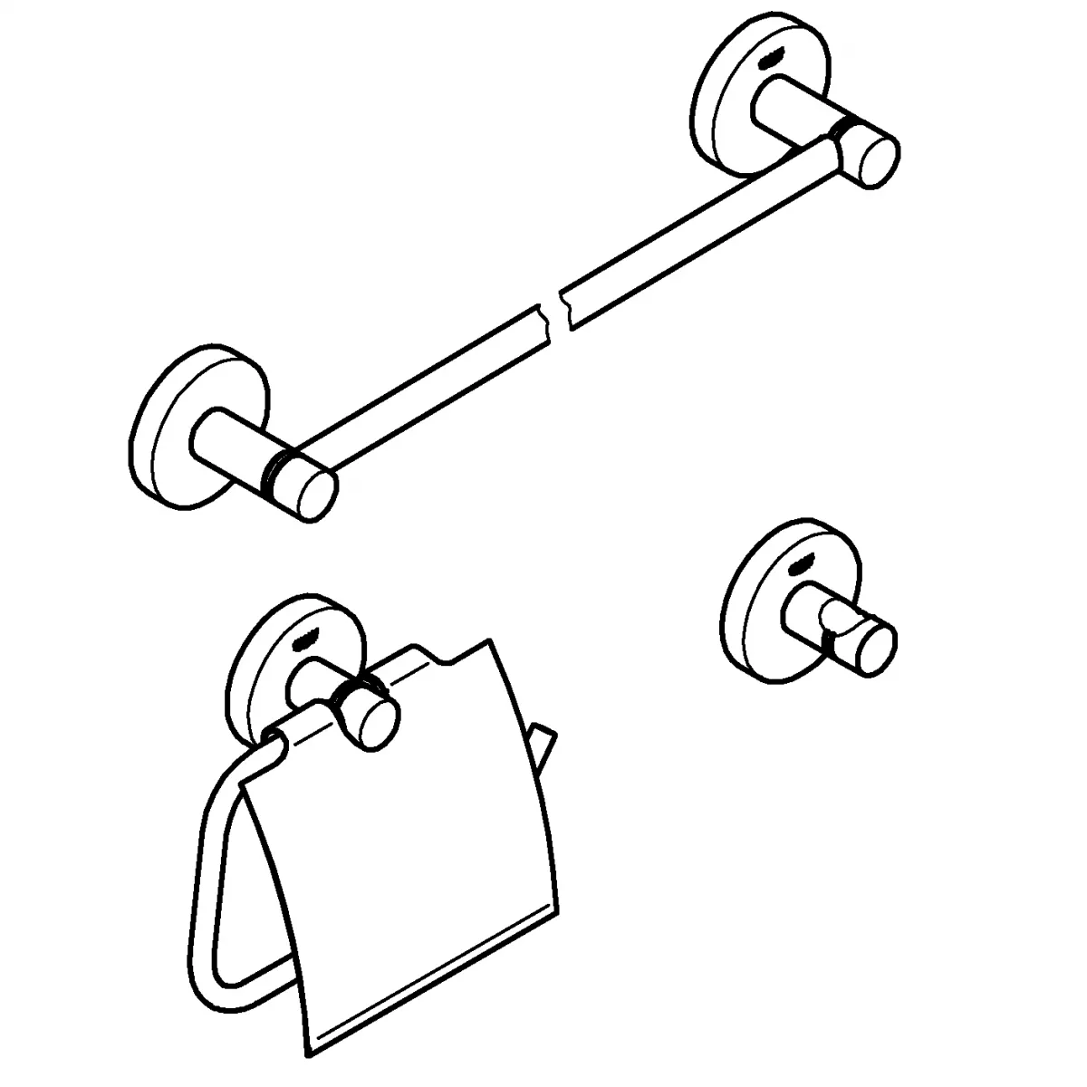 Set accesorii baie Grohe 40775EN1, Essentials Guest, 3 piese, fixare ascunsa, mat, nickel