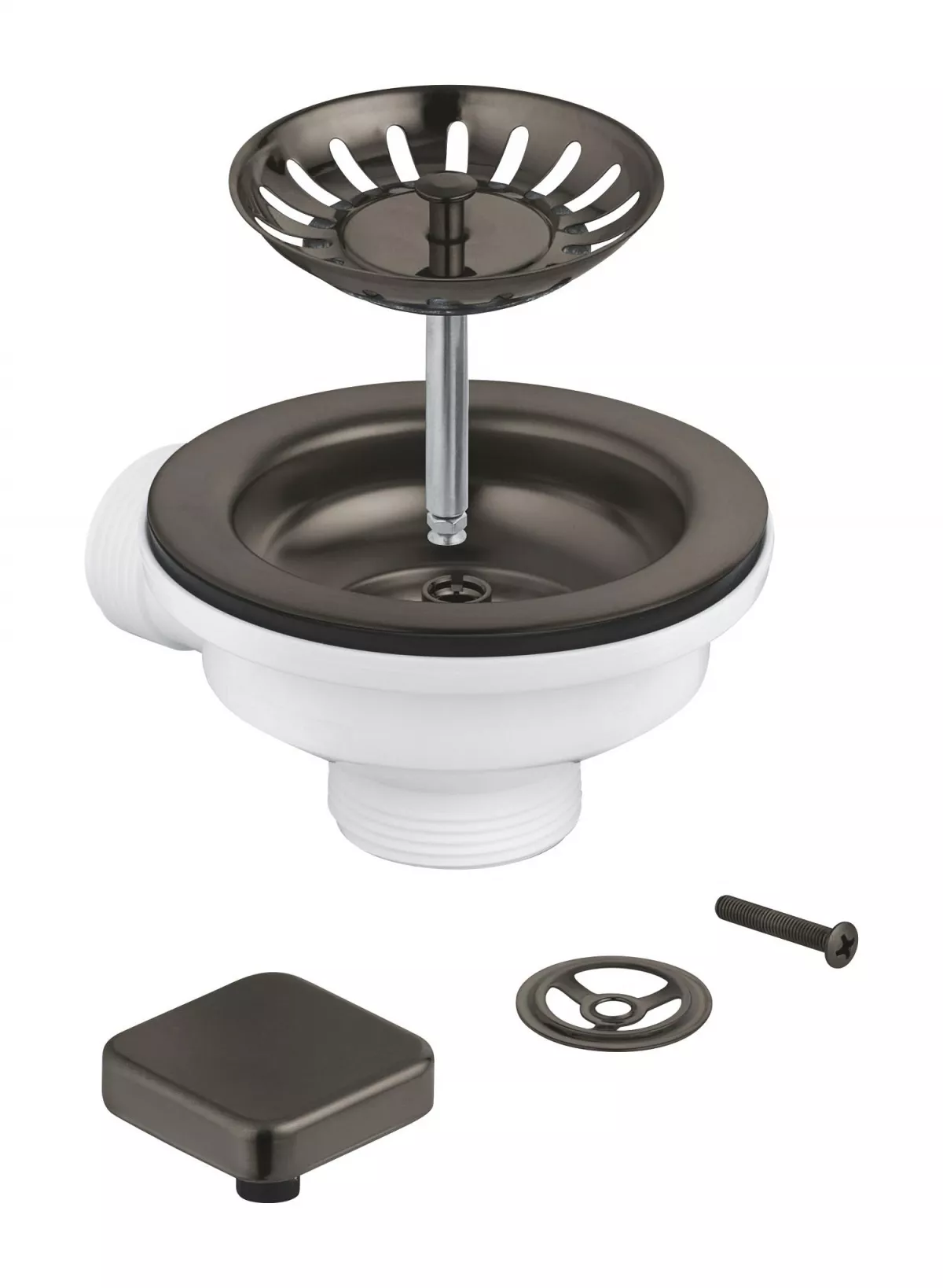 Sifon chiuveta bucatarie Grohe 40400AL0, universal, preplin, ornament buton, mat, grafit