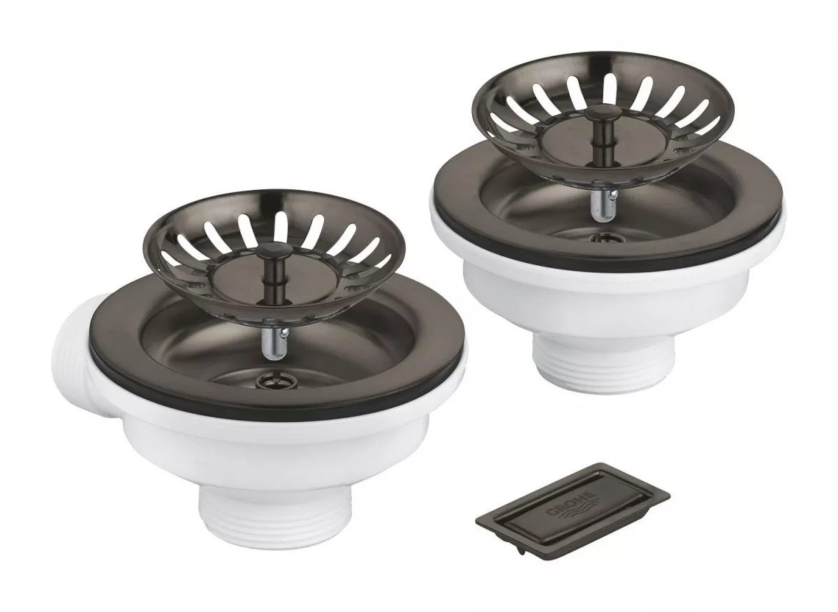 Sifon chiuveta bucatarie Grohe 40997AL0, universal, preplin, pentru 2 cuve, mat, grafit