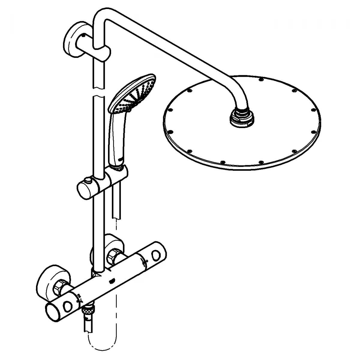 Sistem de dus Grohe 26075GN0, Euphoria 310, 1/2'', aparent, termostat, 310 mm, 3 functii, mat, auriu