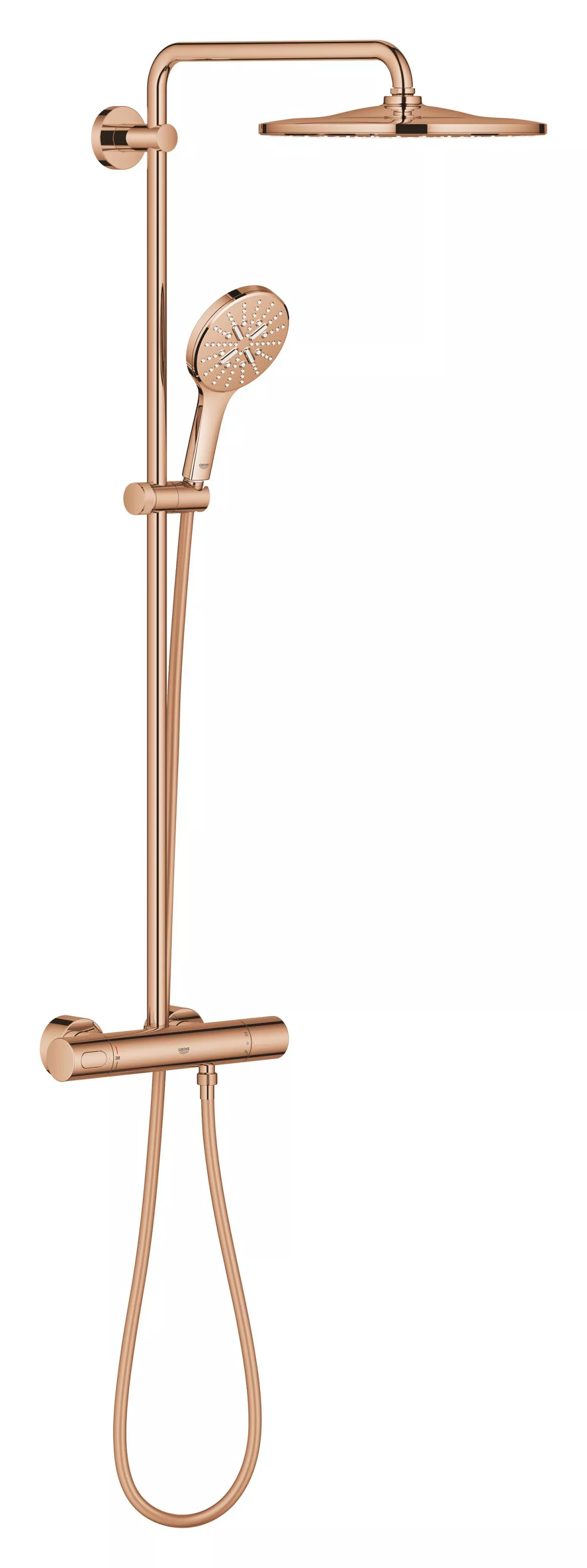 Sistem de dus Grohe 26836DA0, SmartActive, aparent, termostat, 310 mm, 1 functie, lucios, cupru
