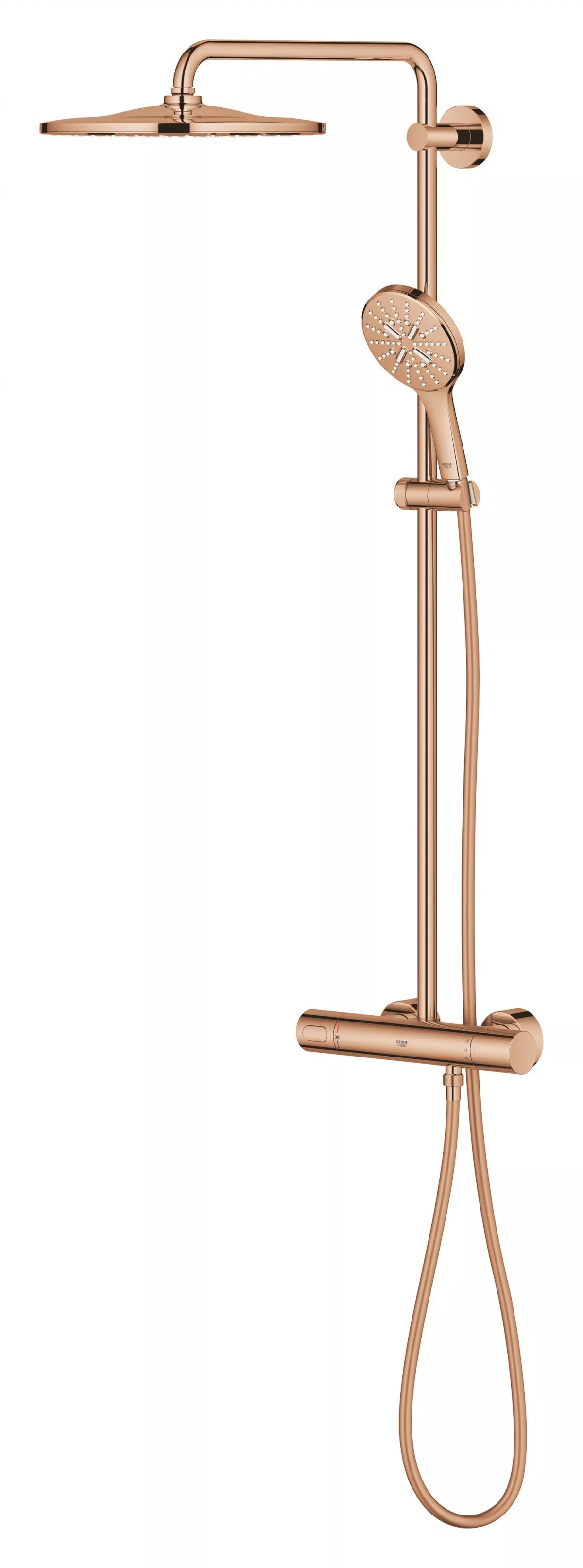 Sistem de dus Grohe 26836DA0, SmartActive, aparent, termostat, 310 mm, 1 functie, lucios, cupru