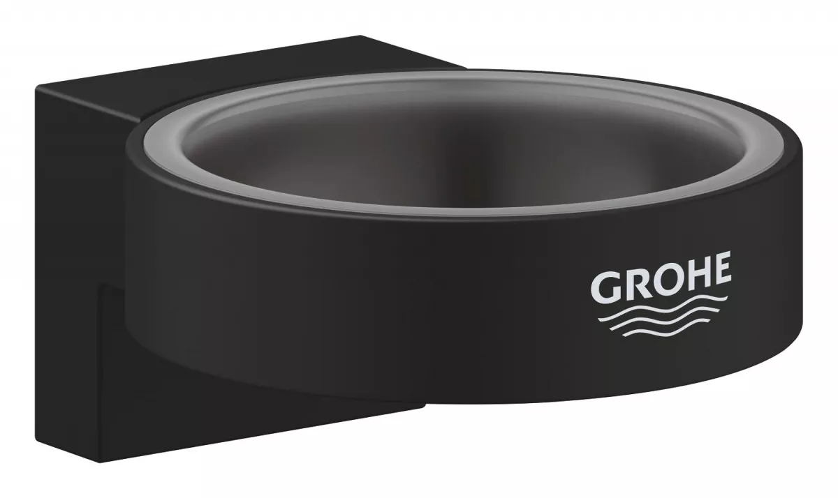 Suport baie Grohe 41217KF0, Selection, montare pe perete, fixare ascunsa, alama, mat, negru