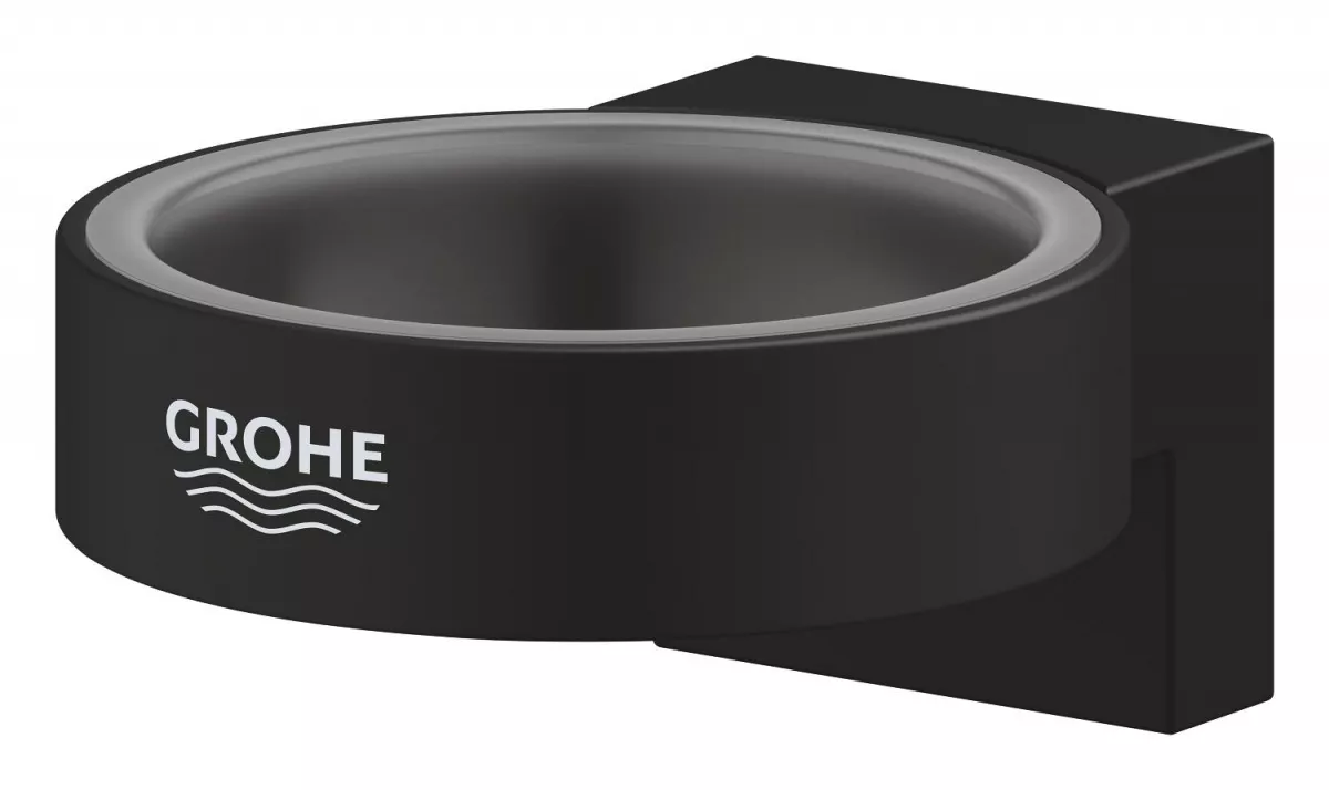 Suport baie Grohe 41217KF0, Selection, montare pe perete, fixare ascunsa, alama, mat, negru