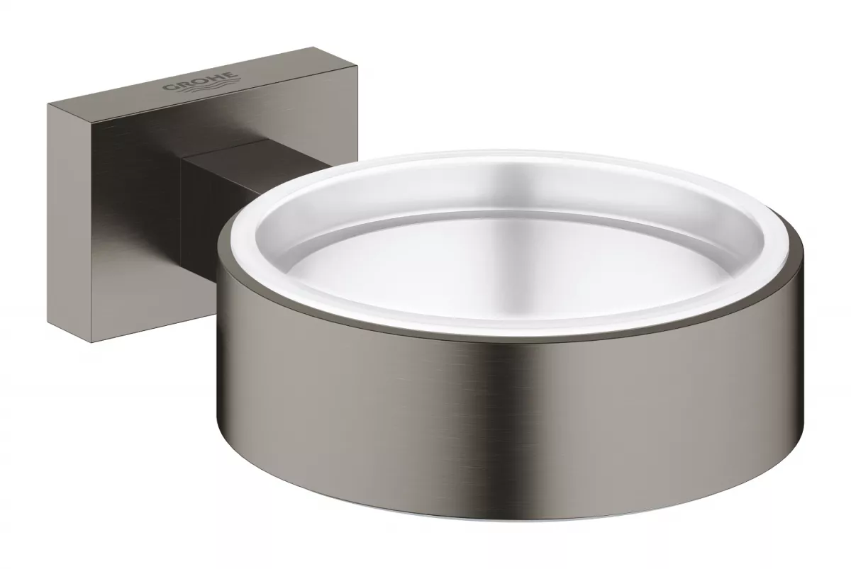 Suport Grohe 40508AL1, Essentials Cube, pentru pahar/savoniera, meta, mat, grafit