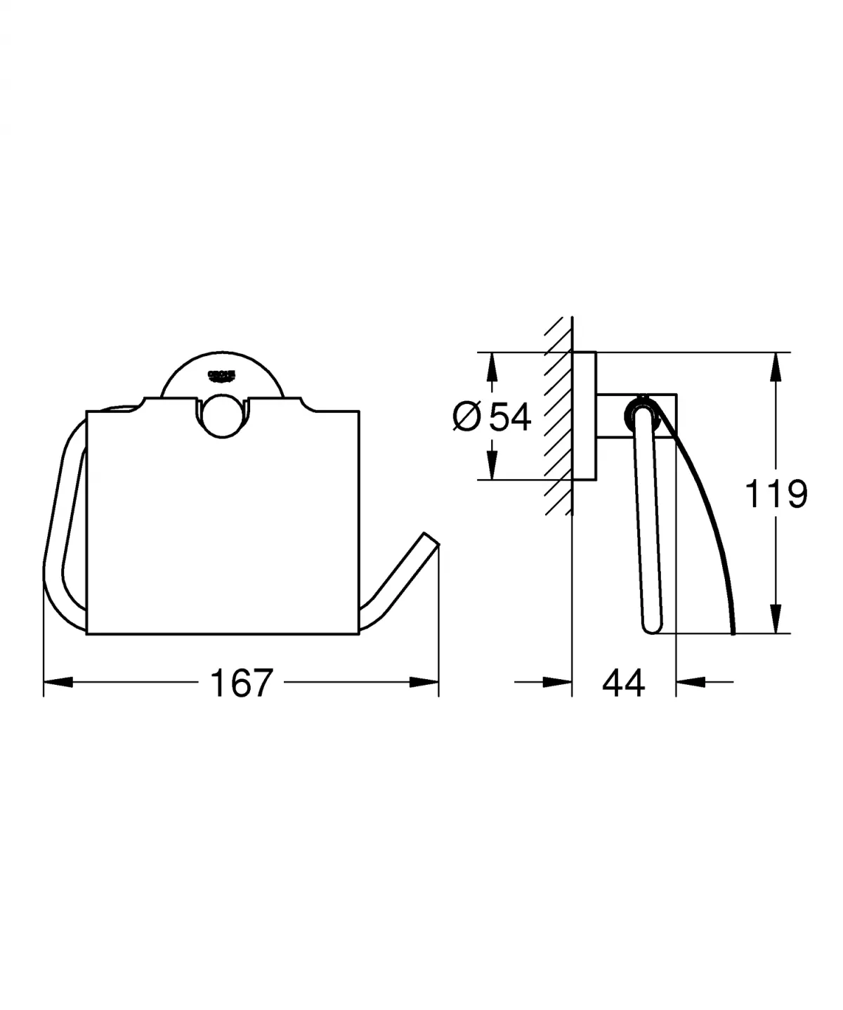 Suport hartie igienica Grohe 40367GN1, Essentials, 1 rola, fixare ascunsa, mat, auriu