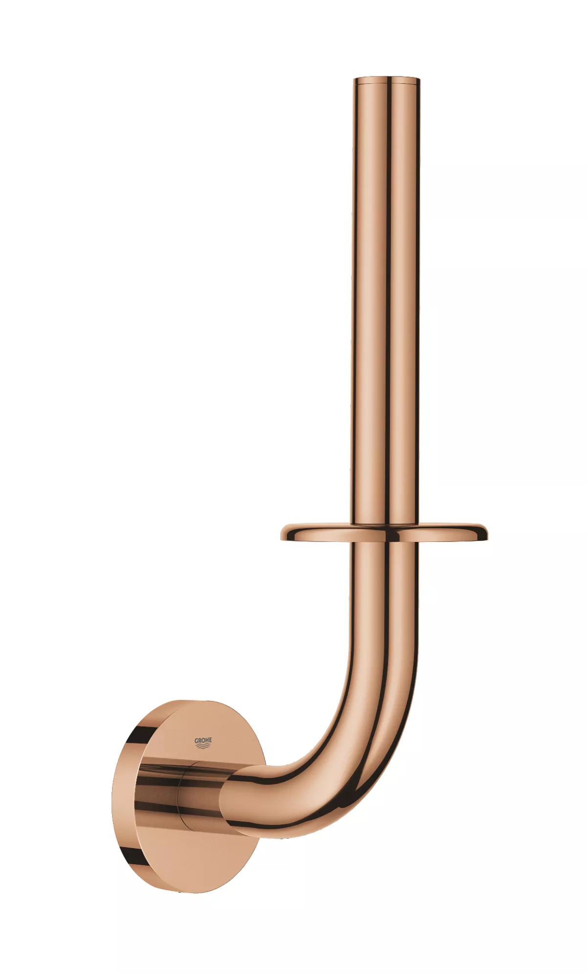 Suport hartie igienica Grohe 40385DA1, Essentials, montare pe perete, 1 rola, fixare ascunse, lucios, cupru