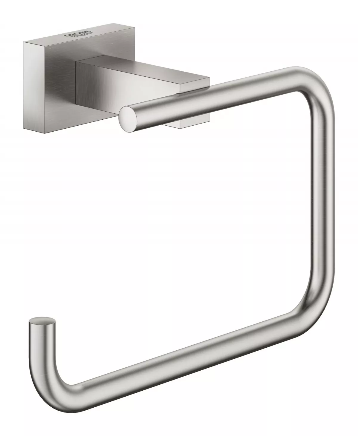 Suport hartie igienica Grohe 40507DC1, Essentials Cube, pe perete, metal, mat, otel satinat