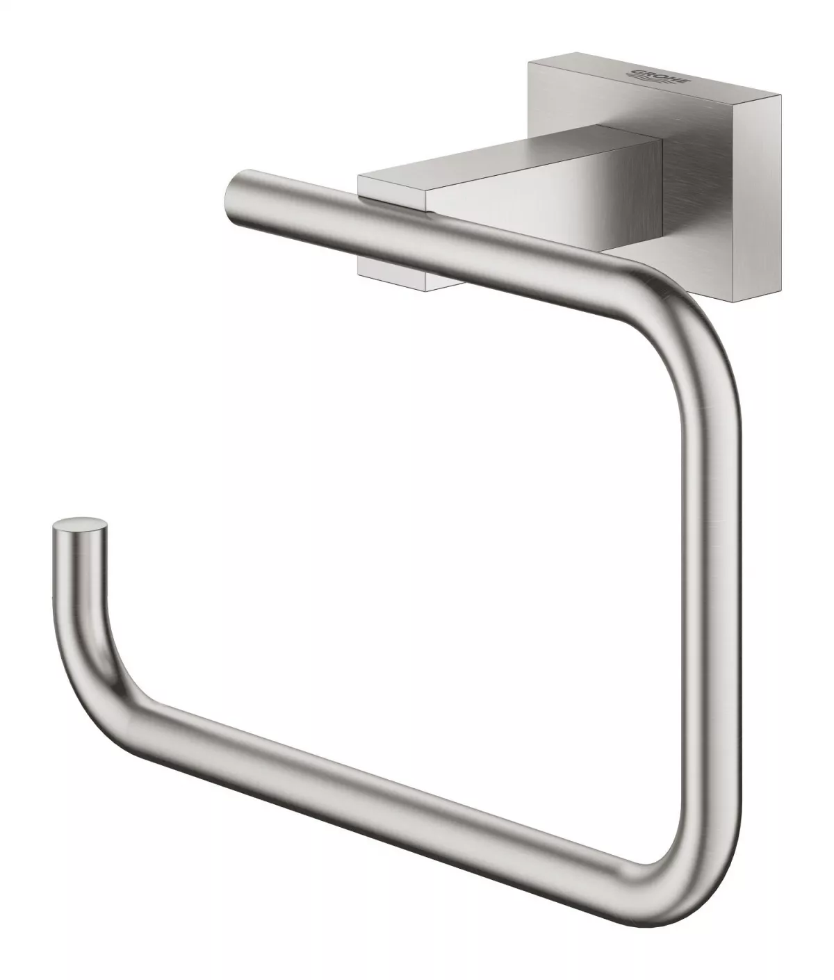 Suport hartie igienica Grohe 40507DC1, Essentials Cube, pe perete, metal, mat, otel satinat
