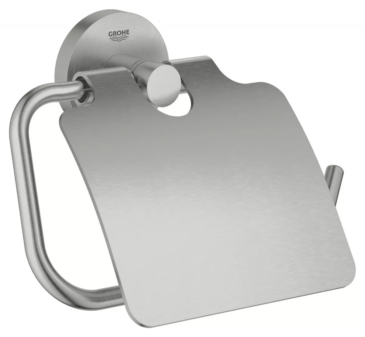 Suport hartie igienica Grohe 40367DC1, Essentials, pe perete, metal, mat, otel satinat