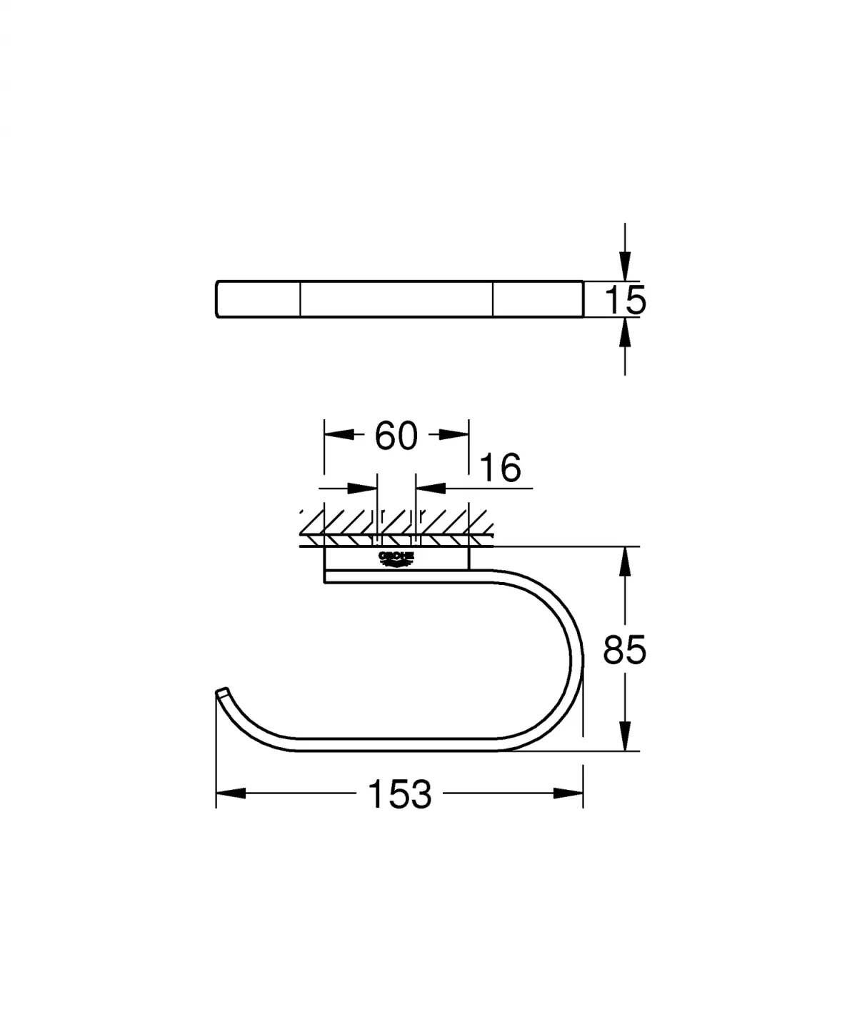 Suport hartie igienica Grohe 41068GN0, Selection, pe perete, metal, mat, auriu