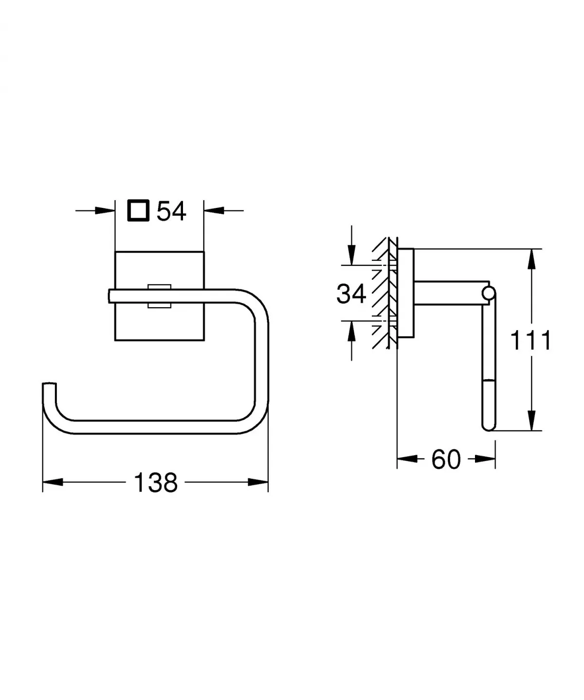 Suport hartie igienica Grohe 40978DC0, Start Cube, pe perete, metal, mat, otel satinat