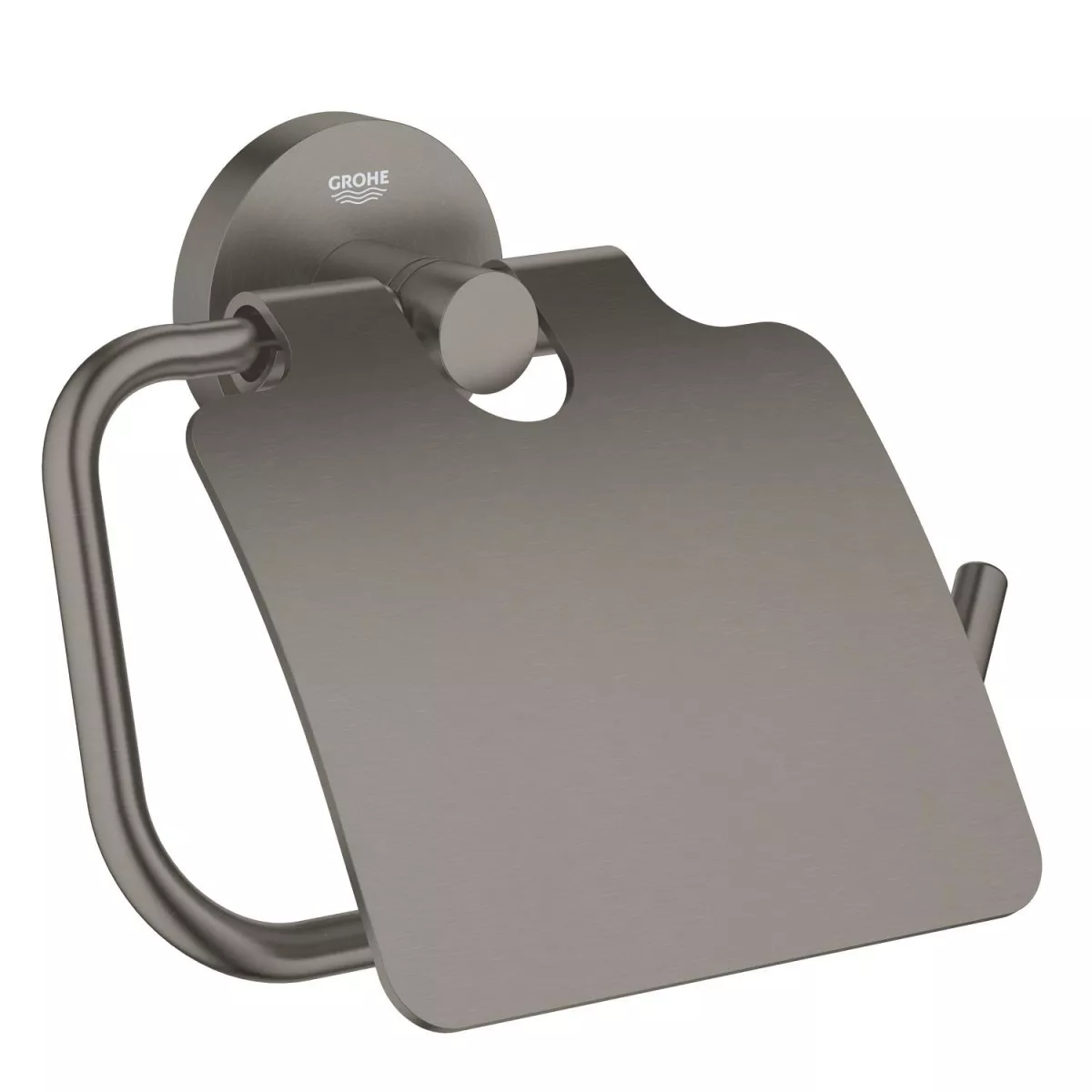 Suport hartie WC Grohe 41179AL0, Start, aparente, capac, metal, mat, grafit