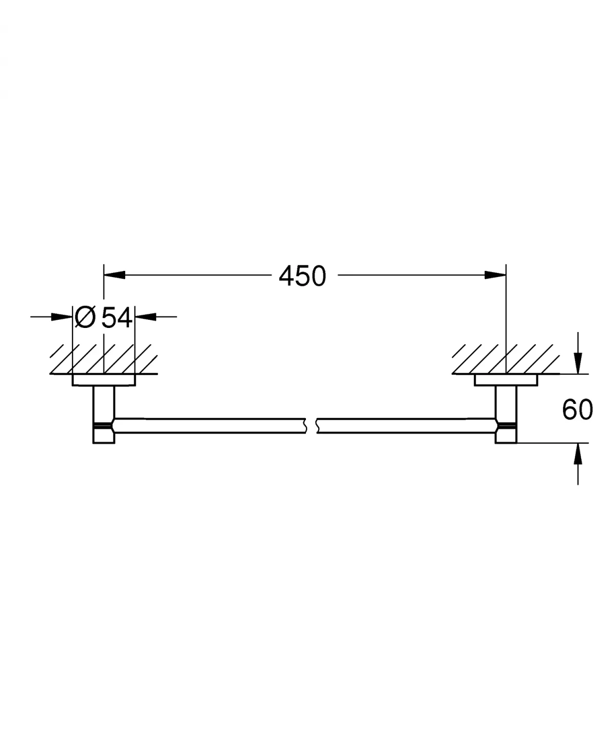 Bara prosop Grohe 40688A01, Essentials, 504 mm, pe perete, metal, lucios, grafit