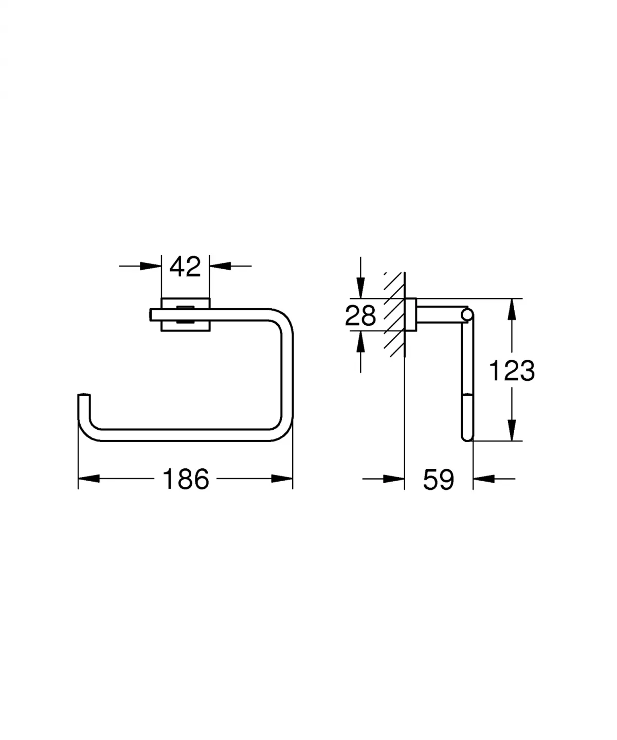 Inel prosop Grohe 40510AL1, Essentials Cube, 190 mm, metal, mat, grafit