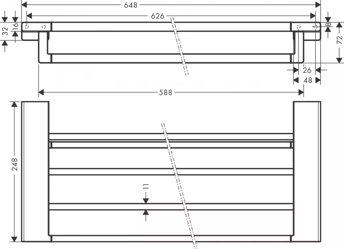 Suport prosop Hansgrohe AddStoris, pe perete, 650 mm, metal,…