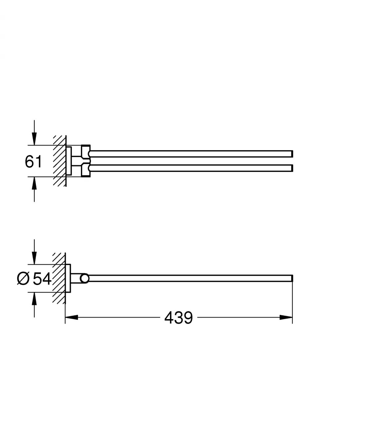 Suport prosop Grohe 40371A01, Essentials, pe perete, 449 mm, metal, lucios, grafit