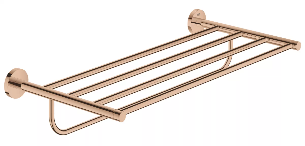 Suport prosop Grohe 40800DA1, Essentials, pe perete, 600 mm, metal, lucios, cupru