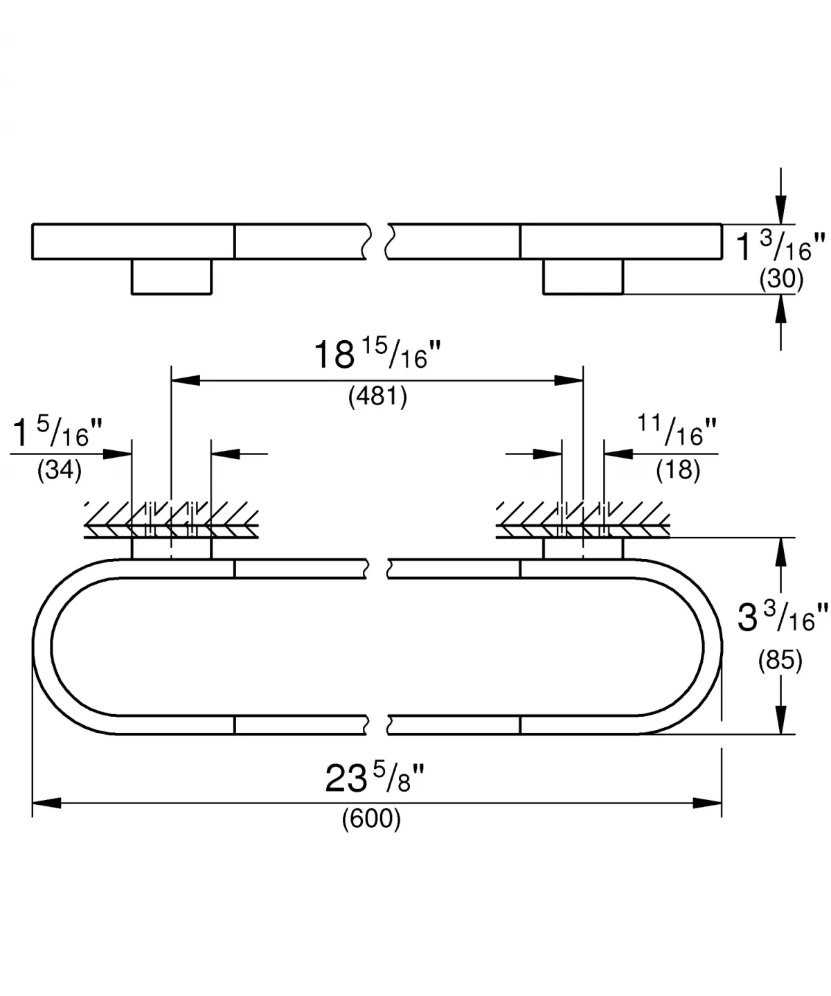 Suport prosop Grohe 41056GN0, Selection, 600 mm, pe perete, metal, mat, auriu
