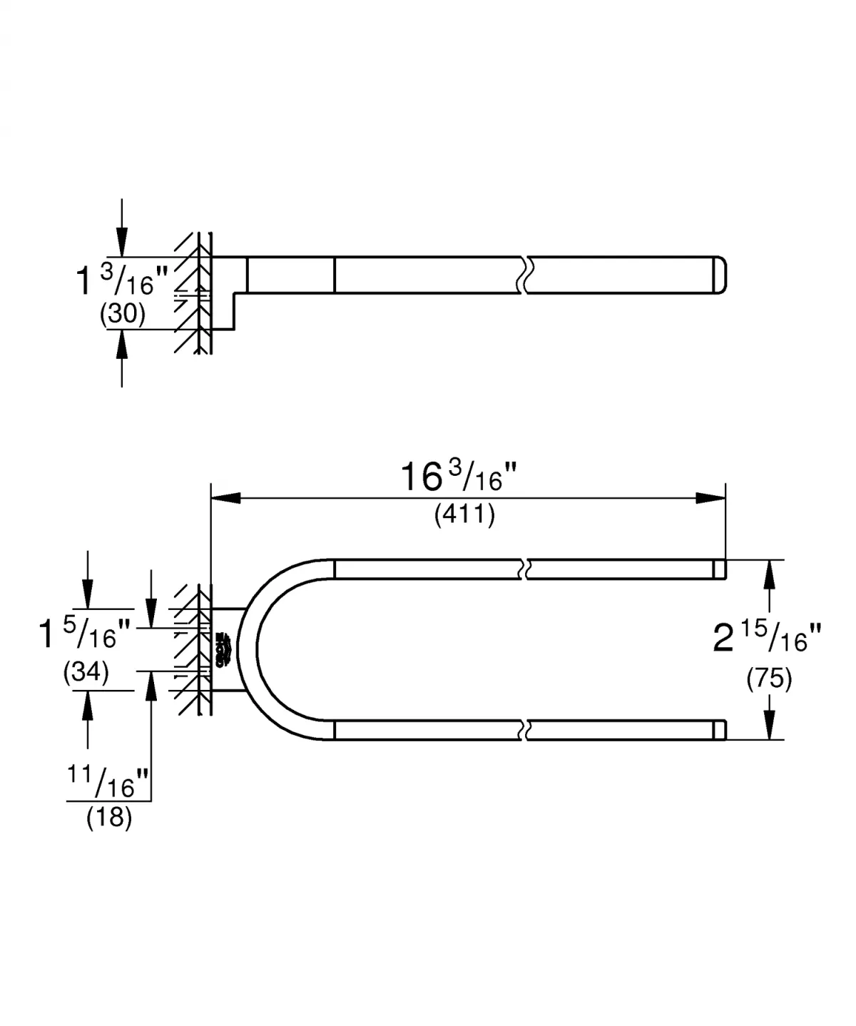 Suport prosop Grohe 41059GL0, Selection, 360 mm, pe perete, metal, lucios, auriu