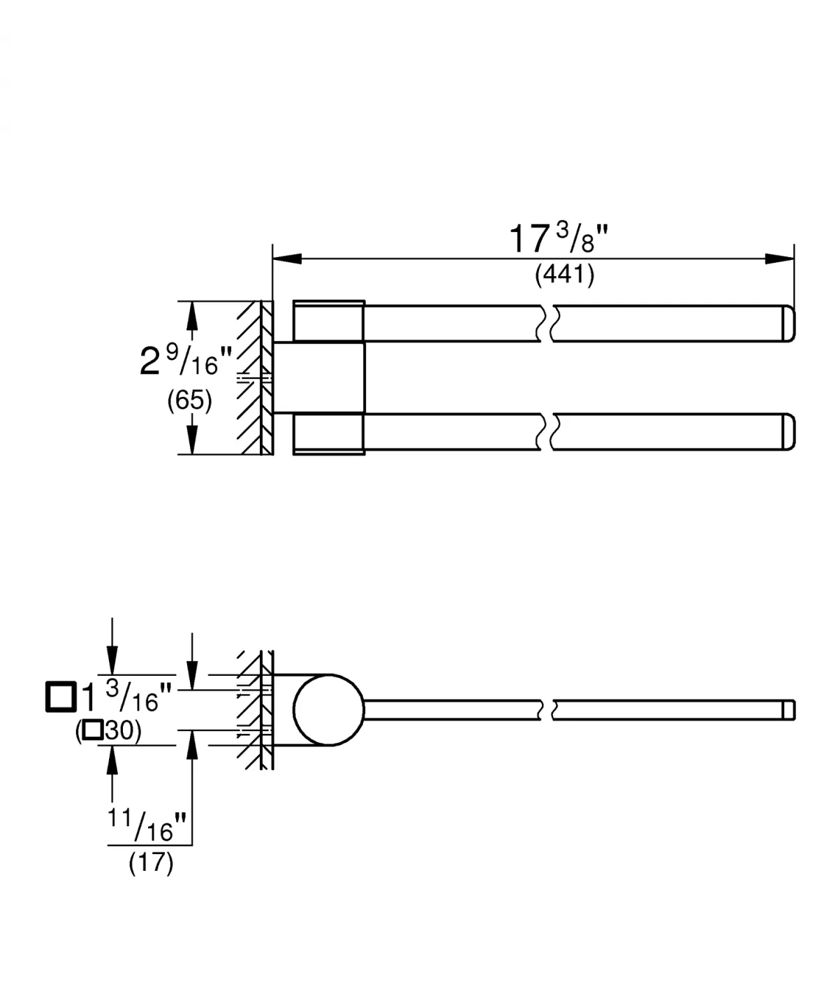 Suport prosop Grohe 41063GL0, Selection, pe perete, 400 mm, metal, pivotant, lucios, auriu
