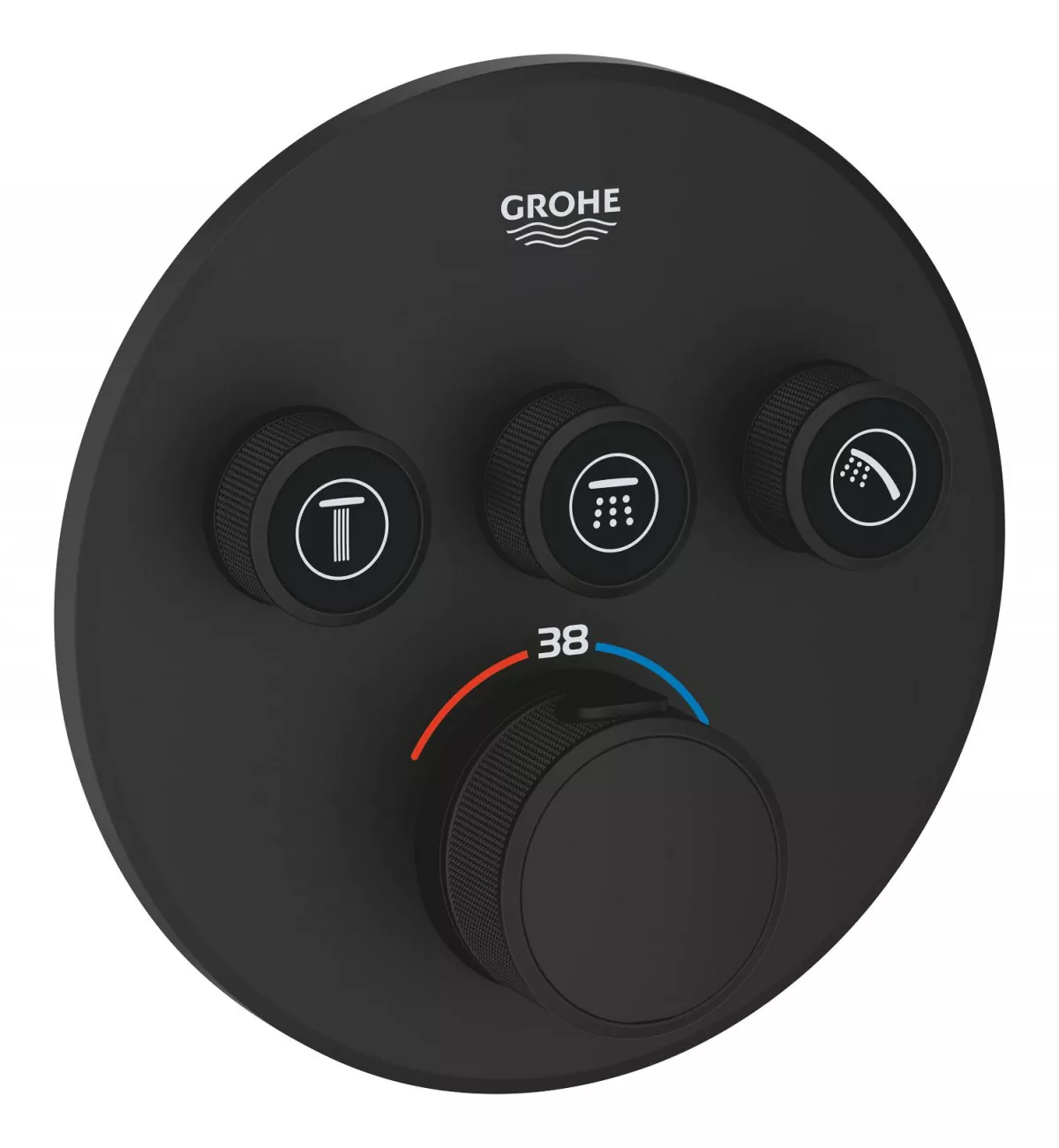 Unitate comanda Grohe 29508KF0, SmartControl, termostat, 3 iesiri, necesita valva, mat, negru