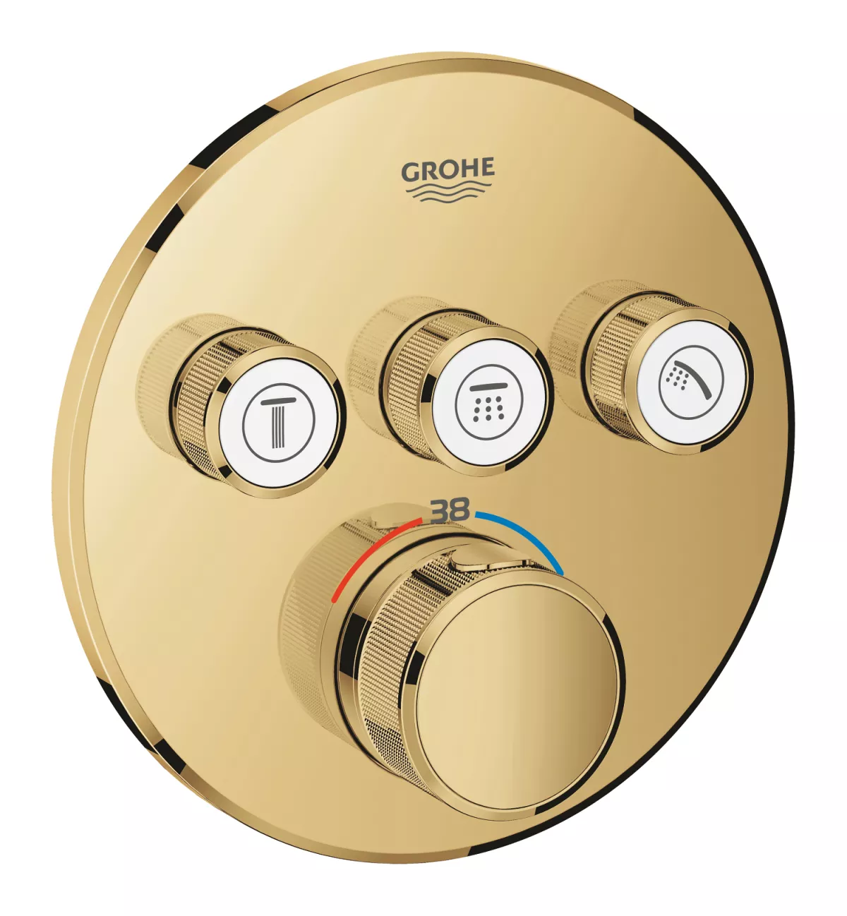 Unitate comanda Grohe 29121GL0, SmartControl, 3 iesiri, termostat, necesita valva, lucius, auriu