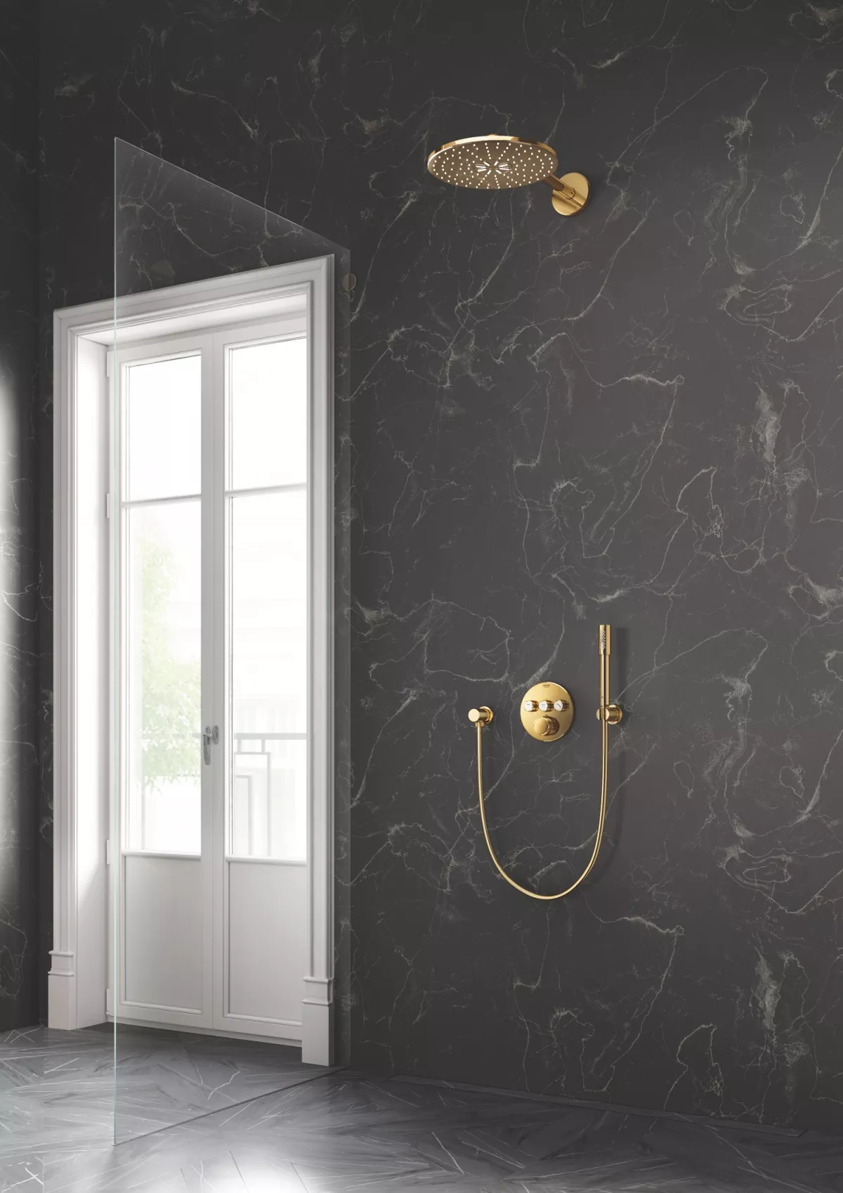 Unitate comanda Grohe 29121GL0, SmartControl, 3 iesiri, termostat, necesita valva, lucius, auriu