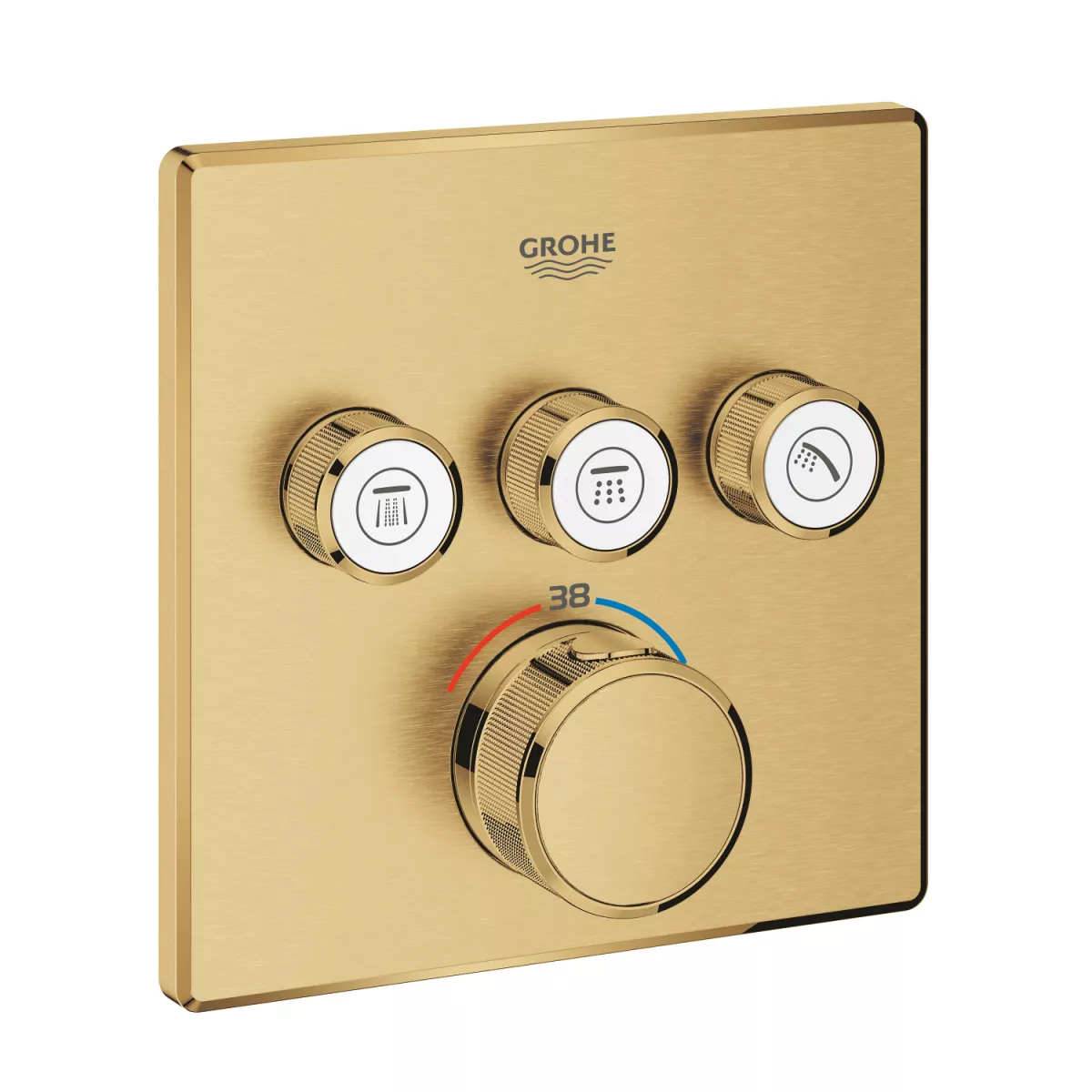 Unitate comanda dus Grohe 29126GN0, SmartControl Cube, termostat, 3 iesiri, necesita valva, mat, auriu