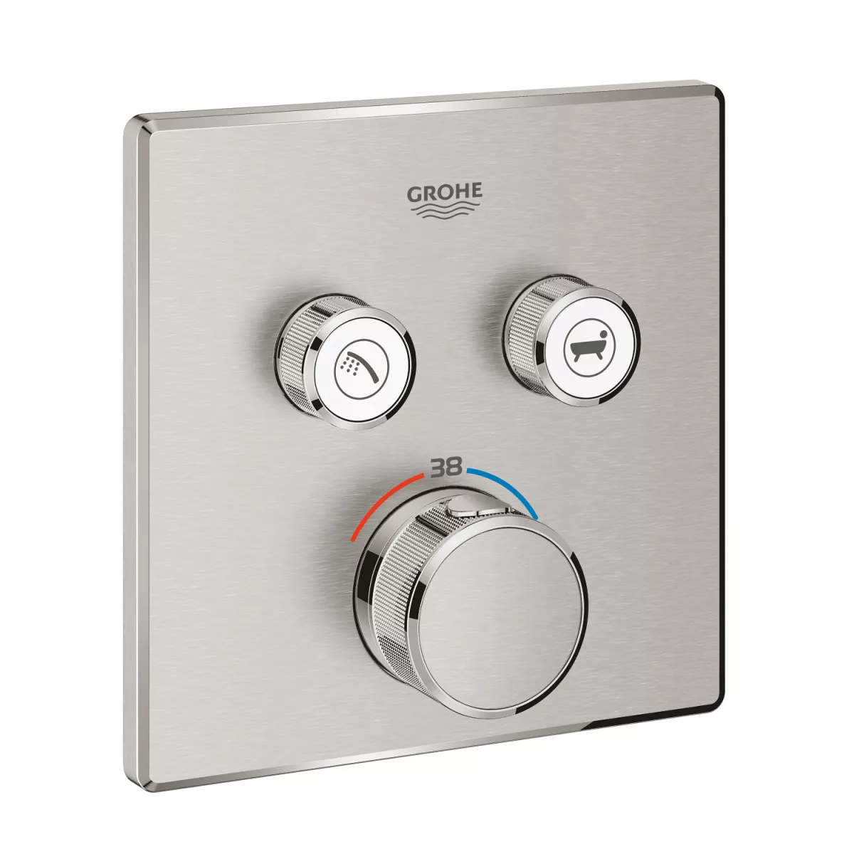 Unitate comanda Grohe 29124DC0, Grohtherm SmartControl, 2 iesiri, termostat, necesita valva, mat, otel satinat