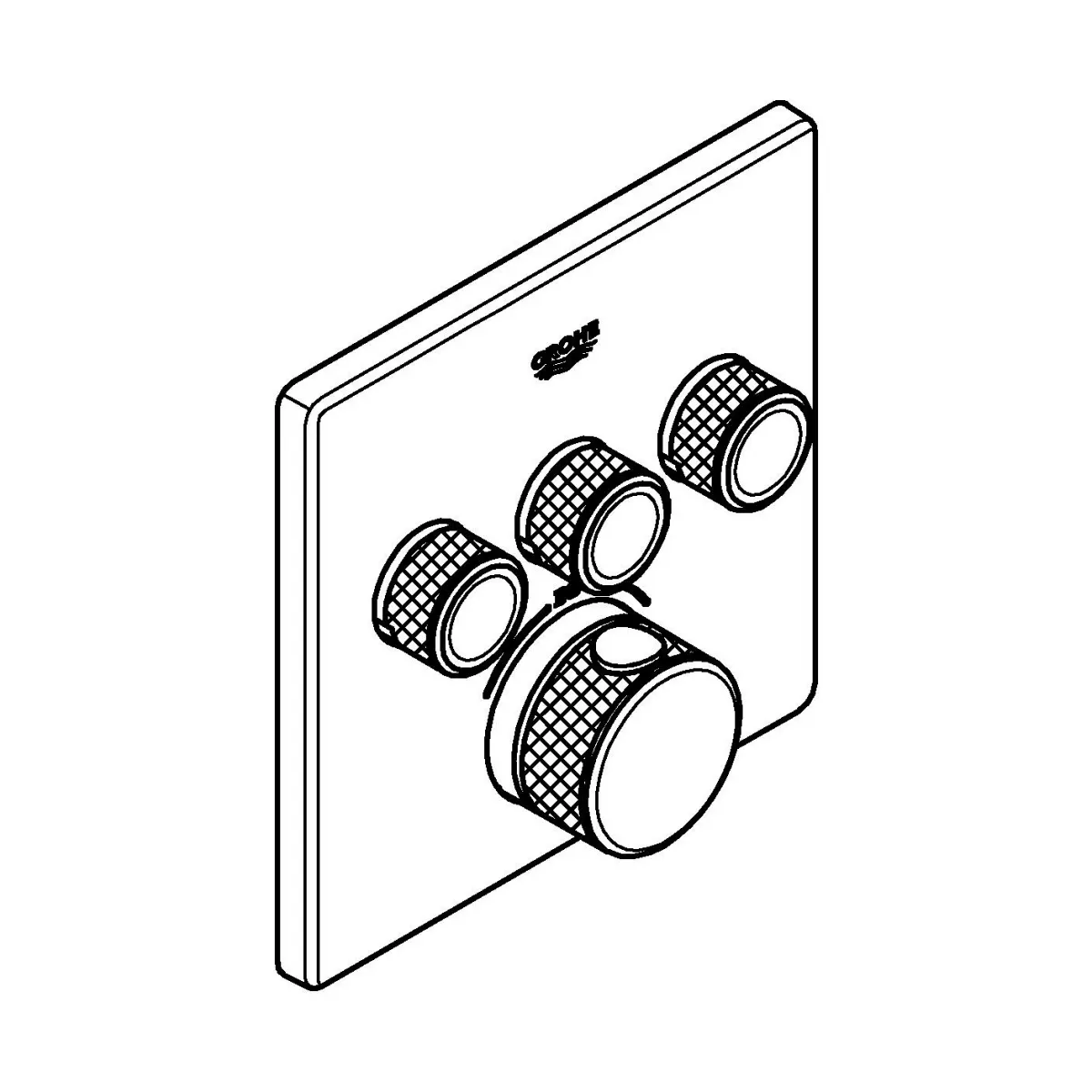 Unitate comanda Grohe 29126DC0, Grohtherm SmartControl, 3 iesiri, termostat, necesita valva, mat, otel satinat