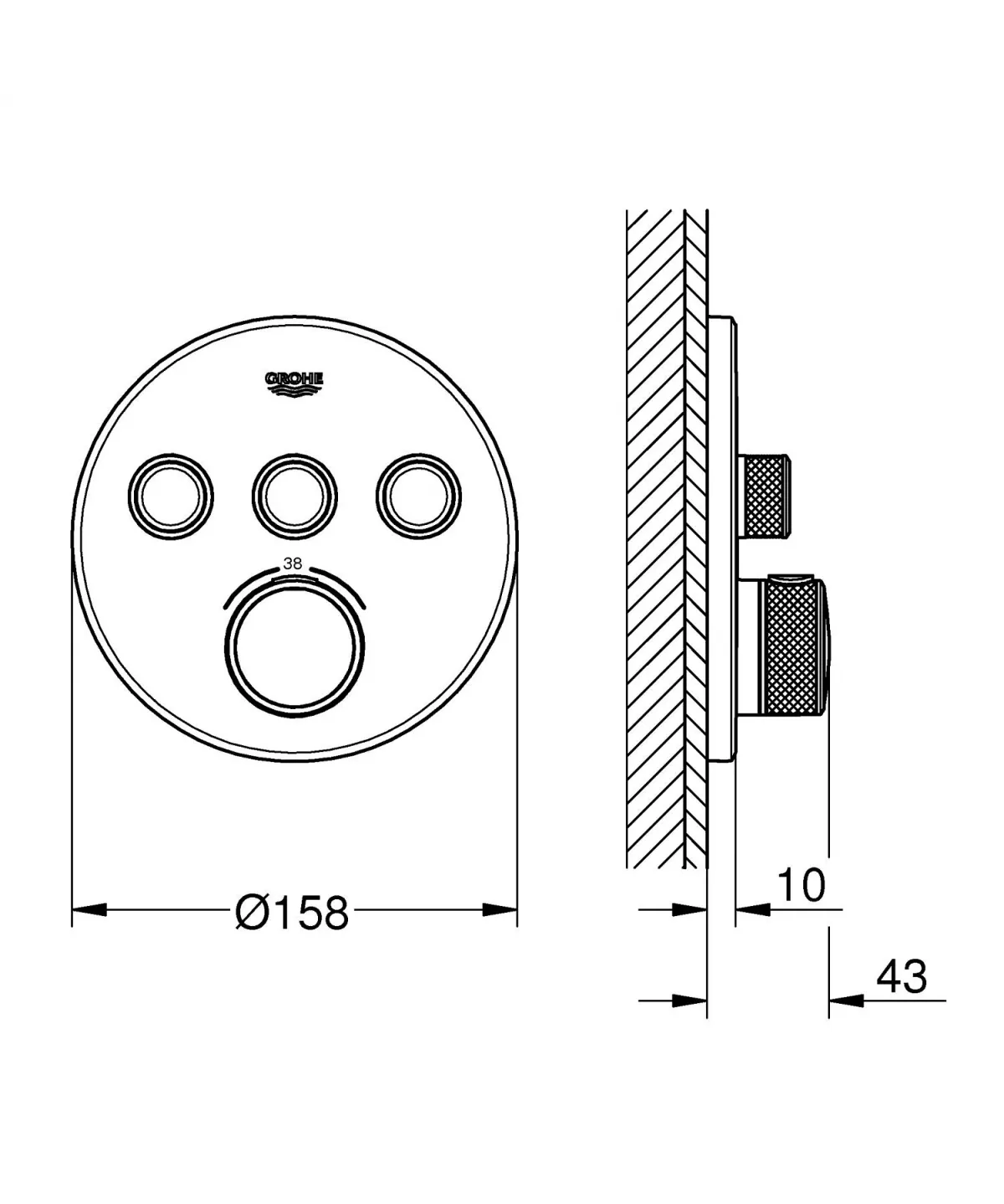 Unitate comanda Grohe 29121DL0, SmartControl, 1/2'', termostat, 3 iesiri, necesita valva, mat, cupru