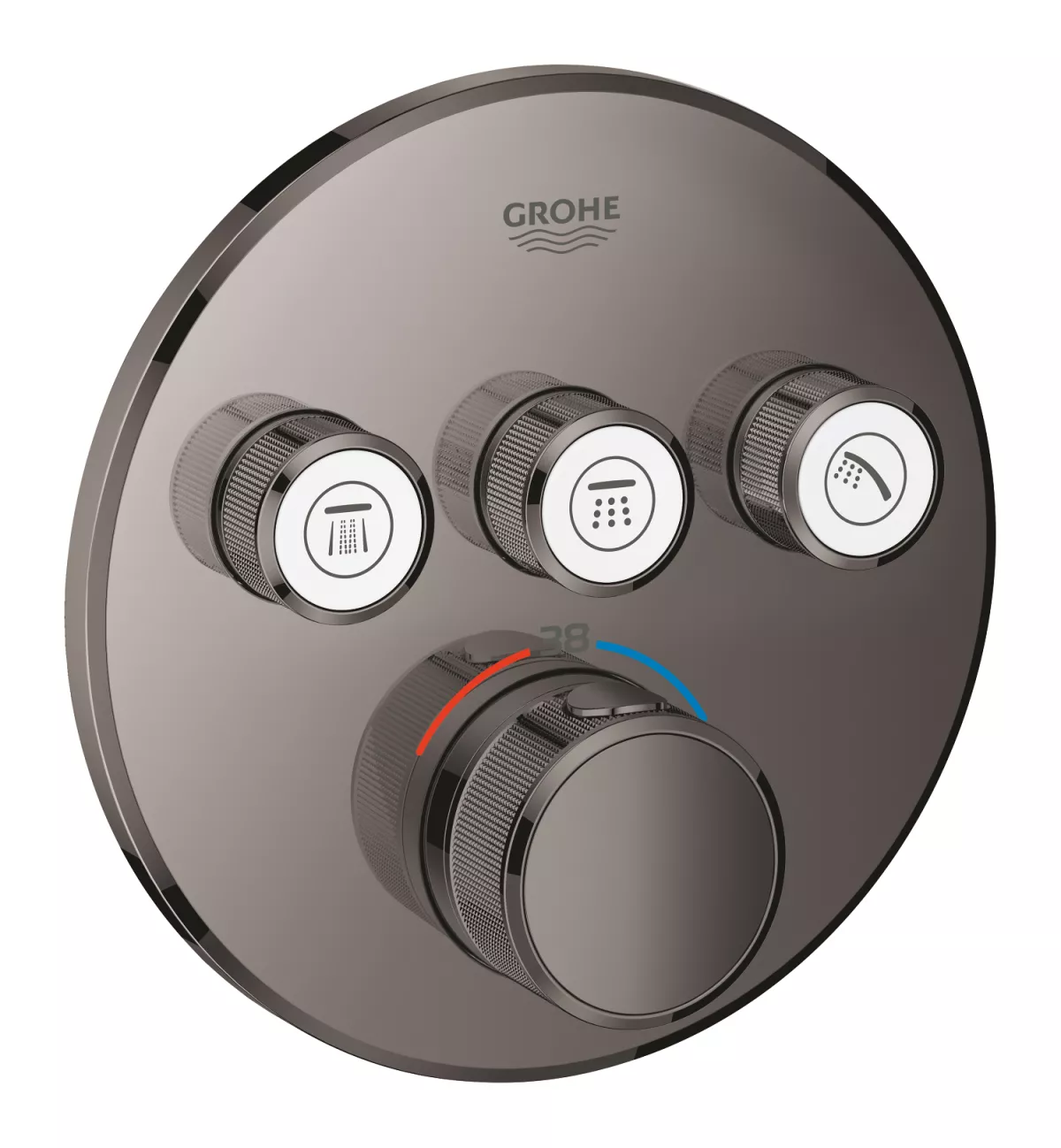 Unitate control Grohe 29121A00, Grohtherm Smartcontrol, 3 iesiri, termostat, necesita set fixare, lucios, grafit