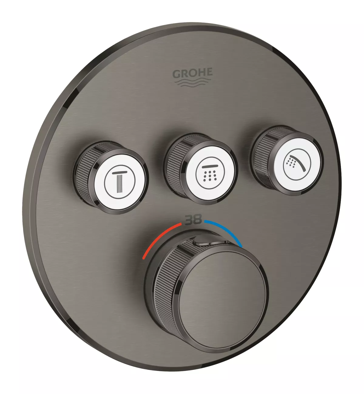 Unitate control Grohe 29121AL0, Grohtherm Smartcontrol, 3 iesiri, termostat, necesita set fixare, mat, grafit