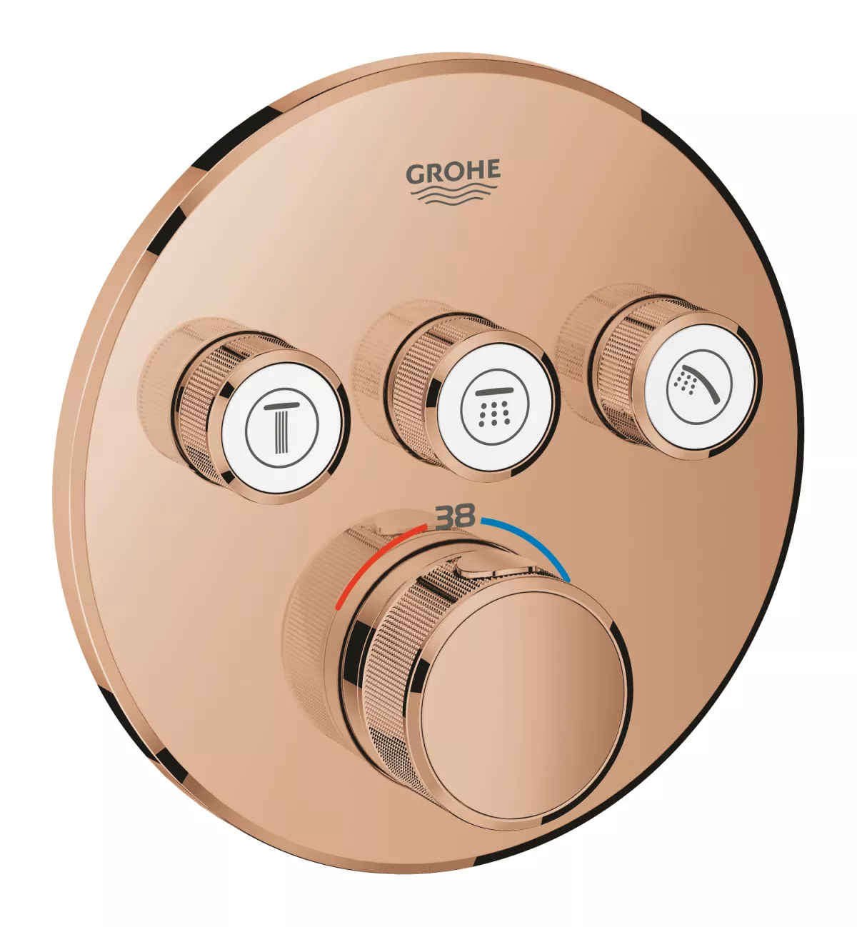 Unitate control Grohe 29121DA0, Grohtherm Smartcontrol, 1/2'', 3 iesiri, termostat, necesita set fixare, lucios, cupru
