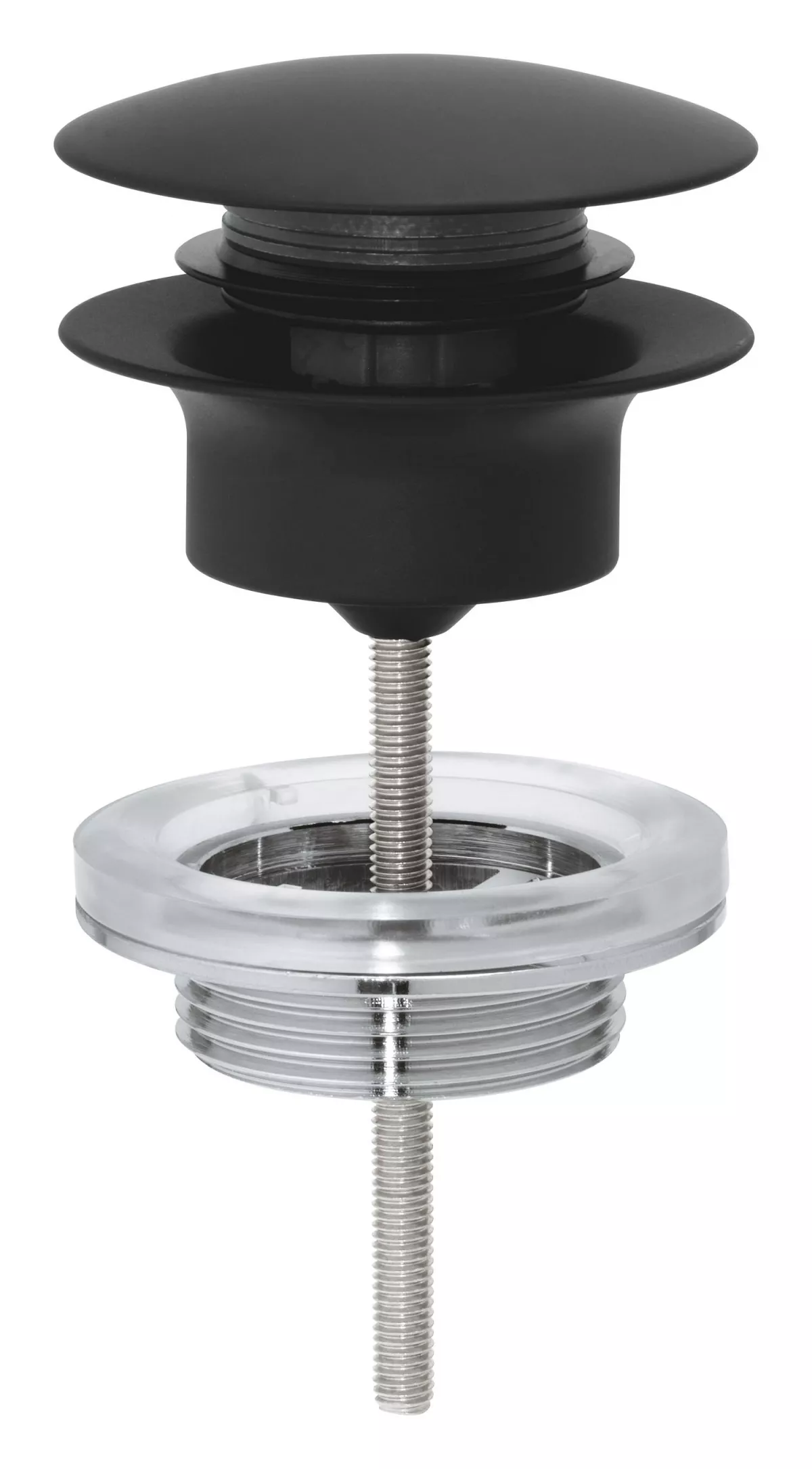 Ventil push to open Grohe 29510KF0, universal, 1 1/4'', compensare lungime, alama, mat, negru