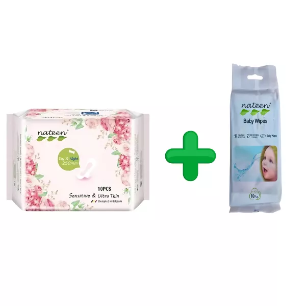 ABSORBANTE SENSITIVE, DAY * 10 BUC, NATEEN + + SERVETELE UMEDE 99% APA BABY WIPES*10 BUC NATEEN