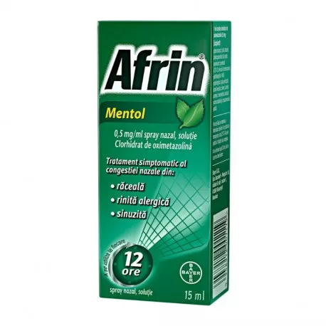 AFRIN SPRAY NAZAL MENTOL 0.5 MG/ML * 15  ML BAYER, [],farmacom.ro
