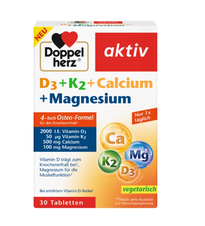 AKTIV D3+K2+CALCIU+MAGNEZIU * 30 COMPRIMATE, DOPPELHERZ, [],farmacom.ro