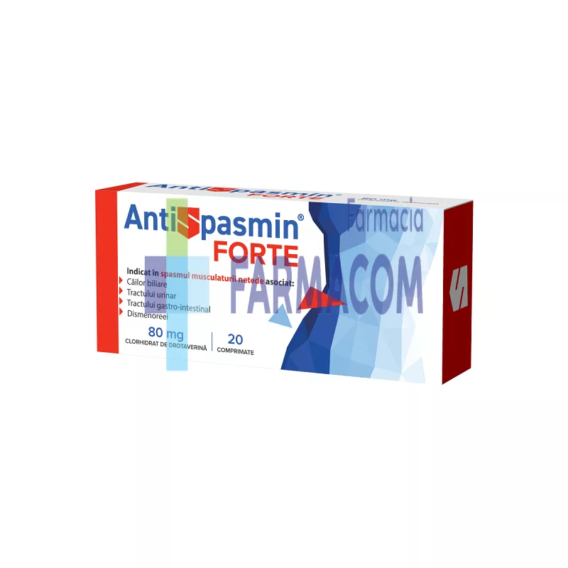 Antispasmin Forte, 80 mg, 20 comprimate, Biofarm, [],farmacom.ro