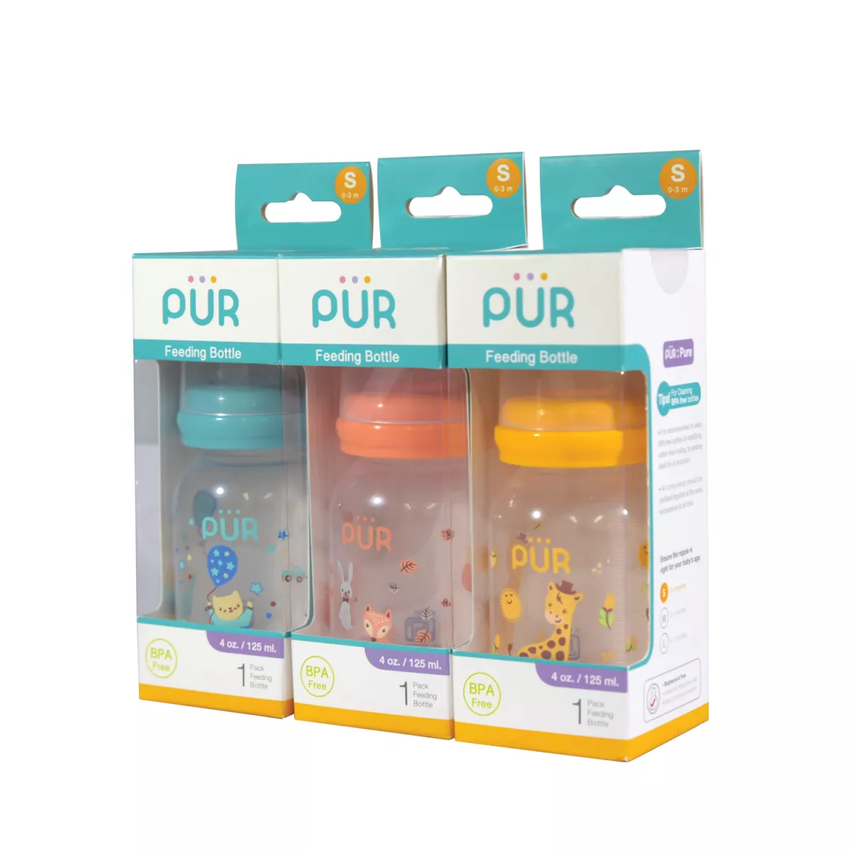BIBERON CU DESEN 0-3 LUNI PUR * 125 ML  9012