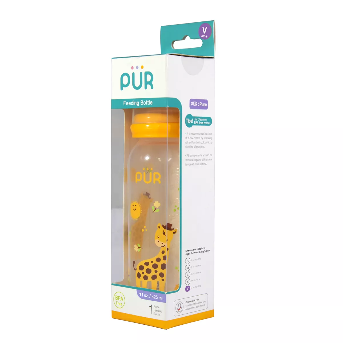 BIBERON CU DESEN 3+LUNI PUR * 325 ML 9017