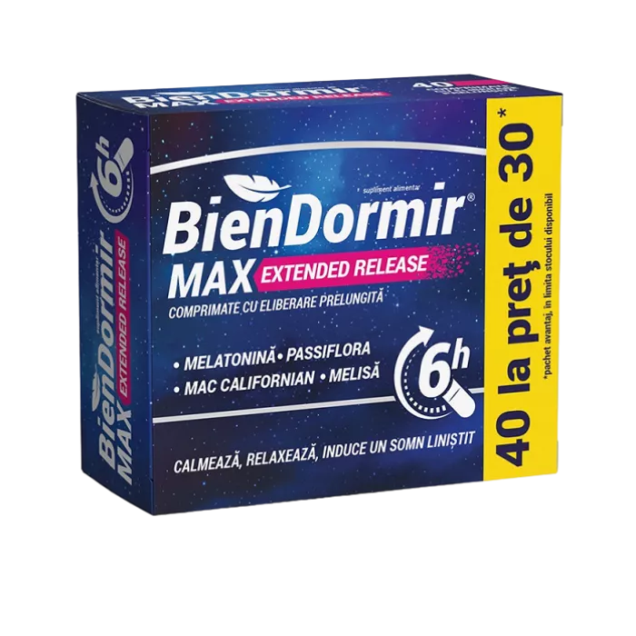 BIEN DORMIR MAX EXTENDED RELEASE*40 CPR ELIB (LA PRET DE 30), [],farmacom.ro