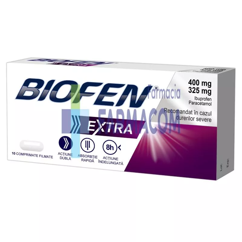 Biofen Extra, 400 mg/325mg, 10 comprimante, Biofarm, [],farmacom.ro